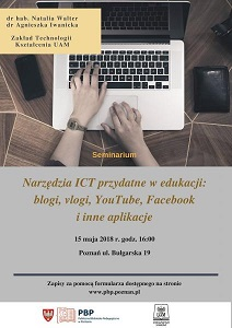 Narzędzia ICT przydatne w edukacji: blogi, vlogi, YouTube, Facebook i inne aplikacj - seminarium
