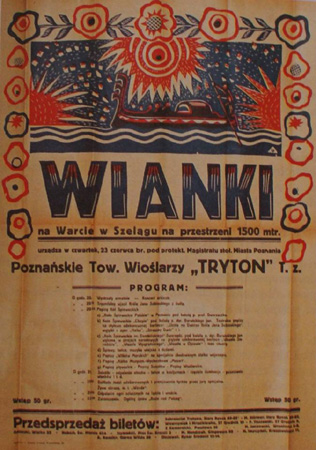 Plakat zapraszający na Poznańskie Wianki 1927 rok