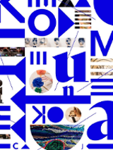 Festival poster in blue and white colours.