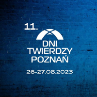 Poster: white title of the event on a blue background.