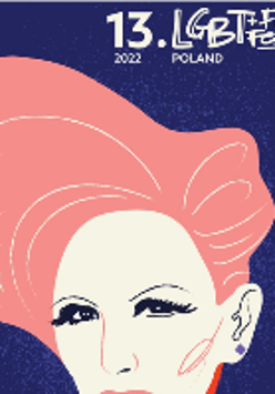Festival poster - a drawing aof a woman on a violet background