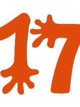 Drawing of number 17 in red colour, each number ends with a hand.