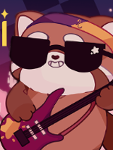 Event poster: drawing of an animal in sunglasses playing the guitar.