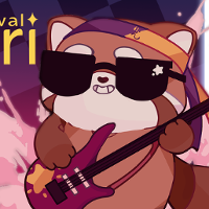 Event poster: drawing of an animal in sunglasses playing the guitar.