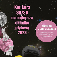 Exhibition poster - planets on black background and information about the event.