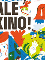 Festival poster: colourful creatures and the name of the Festival "Ale kino!".