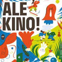 Festival poster: colourful creatures and the name of the Festival "Ale kino!".