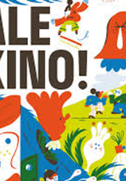 Festival poster: colourful creatures and the name of the Festival "Ale kino!".