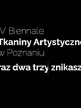 Poster: white and grey text on black background - the title of the event.