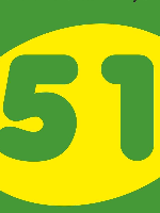 Fragment of festival poster: green number 51 on yellow round background