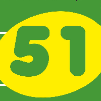 Fragment of festival poster: green number 51 on yellow round background
