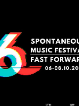Festival poster - title of the festival on a black background and colourful number "6" on the left.