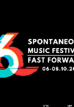 Festival poster - title of the festival on a black background and colourful number "6" on the left.