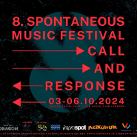 Festival poster: red text (the title of the festival and its dates) on black background.
