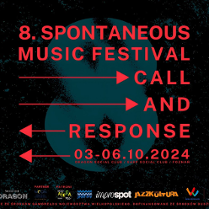 Festival poster: red text (the title of the festival and its dates) on black background.