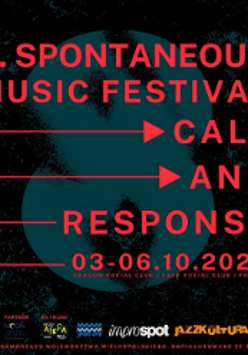 Festival poster: red text (the title of the festival and its dates) on black background.
