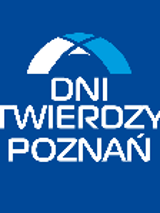 White captions (title of the event) on dark blue background