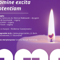 Concert poster with information about the event and logo of the Academy of Music.On the right - a lit candle.