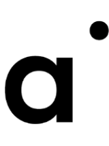 Festival logo: black letter "a" on white background. In the upper right corner black dot.