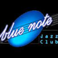 Inscription Blue Note on a blue circle, black background