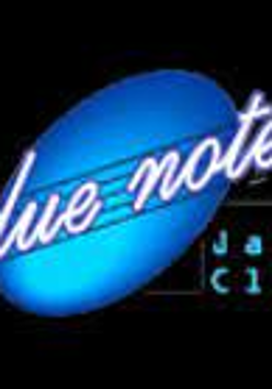 Inscription Blue Note on a blue circle, black background