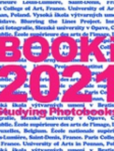 Event poster - dark pink inscription (the title of the exhibition) on blue inscriptions. White background.