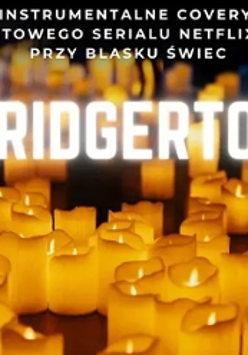 Photo of numerous lit candles in yellow colours and the title of the event.