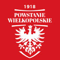 Logo of the Wielkopolska Uprising: the white eagle and text "Powstanie Wielkopolskie" on red background.