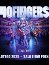 Concert poster: photo of four men with guitars on stage and information about the event.