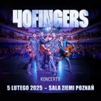 Concert poster: photo of four men with guitars on stage and information about the event.