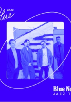Photo of the band in blue colours.