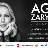 Black and white concert poster with photo of Aga Zaryan and information about the event.