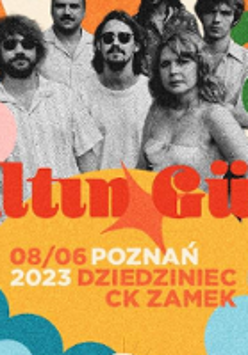 Colourful concert poster: photo of the band and information about the event.