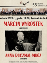 Concert poster with photo of Marcin Wyrostek and information about the event.