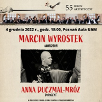 Concert poster with photo of Marcin Wyrostek and information about the event.