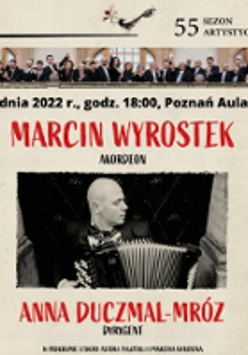 Concert poster with photo of Marcin Wyrostek and information about the event.