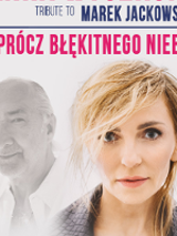 Concert poster: photo of Anna Wyszkoni and the title of the concert. In the bakcgroung black and white photo of a man.