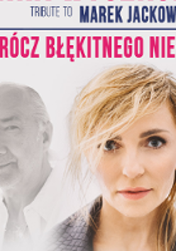 Concert poster: photo of Anna Wyszkoni and the title of the concert. In the bakcgroung black and white photo of a man.