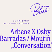 Concert poster -blue text (information about the event) on white background.