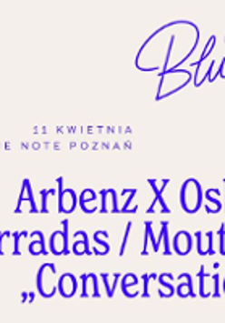 Concert poster -blue text (information about the event) on white background.