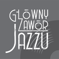 Gray and white poster - the name of the band "Główny Zawór Jazzu".