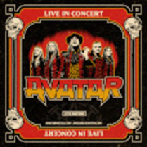 Concert poster - name and photo of the band. Poster in red, black and yellow colours.