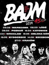 Black and white concert poster with information about the concert tour and the band's photo.