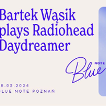 Concert poster: title of the concert in blue colours.