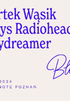 Concert poster: title of the concert in blue colours.