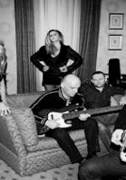 Black and white photo of the band