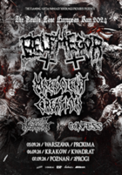 Black and white poster with information about the concert and pictures of some scary creatures.