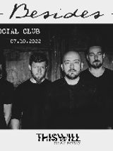 Concert poster - black and white photo of the band and information about the event.