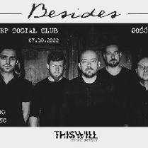 Concert poster - black and white photo of the band and information about the event.