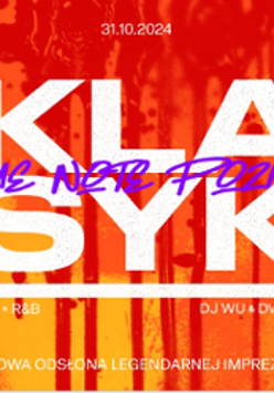 Event poster in orange and white colours - the title of the event in the middle.